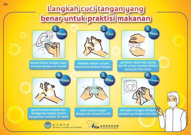 食品從業人員正確洗手步驟(印尼文)
